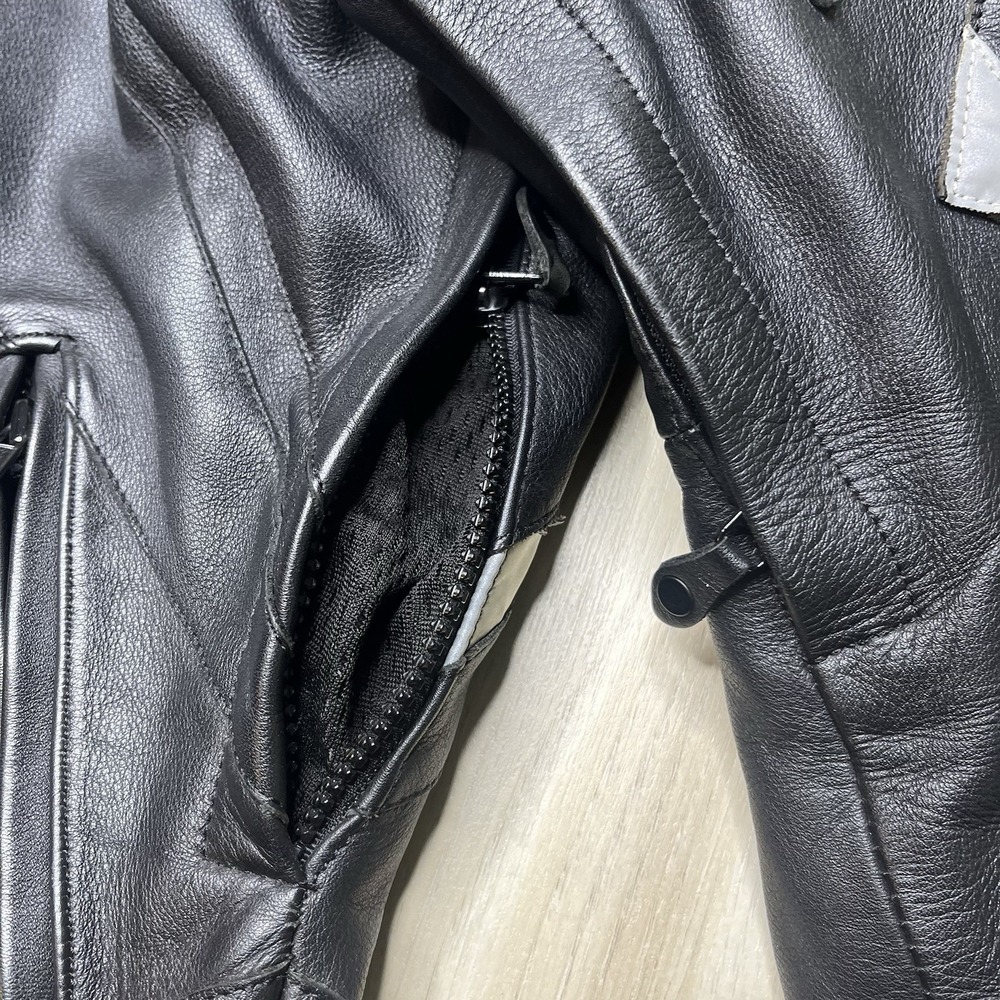 HJC leather Motor Cycle Jacket Cirotech Riding Gear Scotchlite 3M Size 42 - Picture 6 of 16